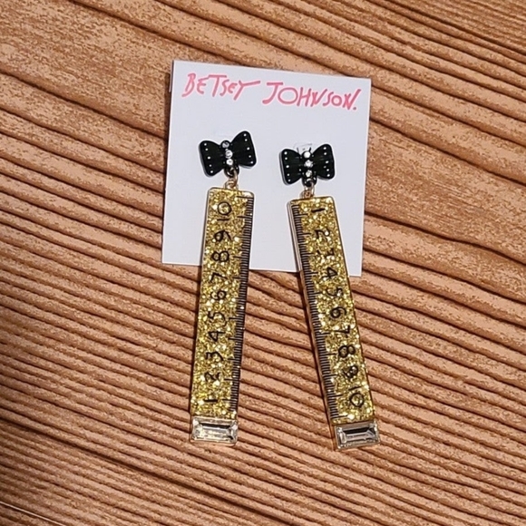 NWT Betsey Johnson Ruler Earrings School Teacher Math - Picture 2 of 5